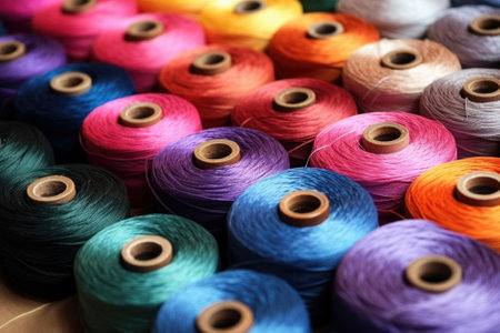 Sewing threads as a multicolored background close up.の素材