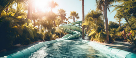 The water slide structure in Paradise Island, The Bahamasの素材