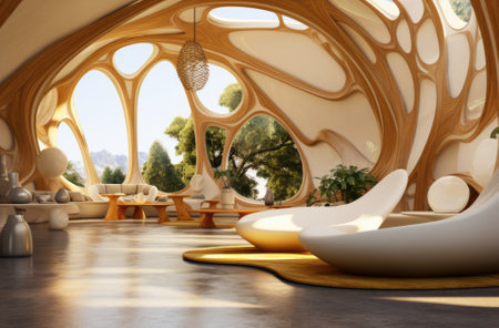 ?urved futuristic interior. Modern design apartment.の素材