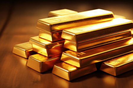 Stack of gold bars. Financial concepts.の素材