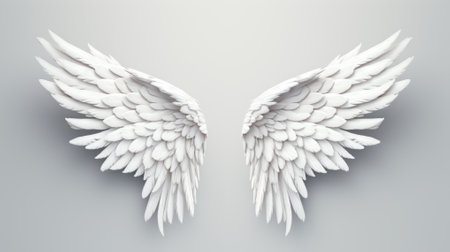 Angel wings on gray background.の素材