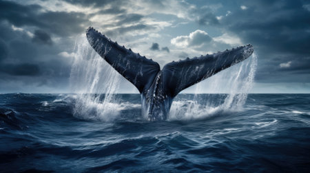 Humpback whales ( Megaptera novaeangliae ), the gentle giants of our ocean, displaying a wonderful and active behaviour in the Atlantic Oceanの素材