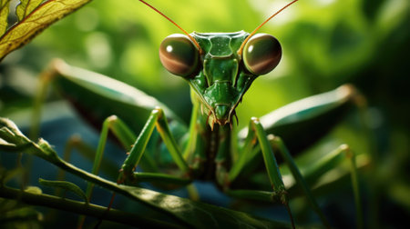 Praying Mantis insect closeup shot.の素材