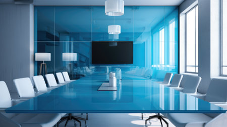 Conference table and chairs in meeting room.の素材