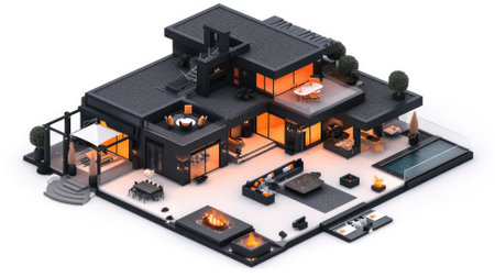 house modern contemporary style isolated on white backgroundの素材