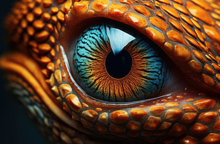 Close-up of the eye of a dragon. Macro shot.の素材