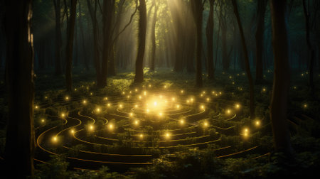 A labyrinth in the woods.の素材