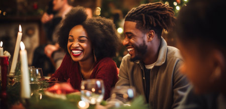Diversity, dinner and group of people toast celebration together at party. Friends, happy and celebrate with food, wine and friendship.の素材