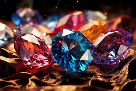 Gemstones on a dark background. Jewelry and gems.の素材