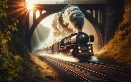 Old steam train pulling into a tunnel belching steam and smoke.