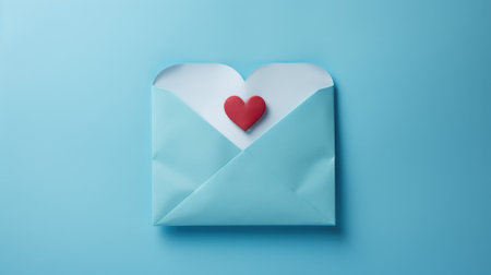 Blank white card with blue paper envelope template mock up.の素材