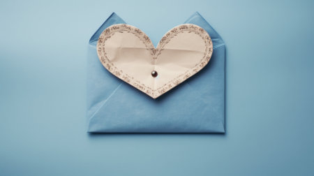 Blank white card with blue paper envelope template mock up.の素材