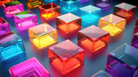 Glass cubes reflects many colors.の素材