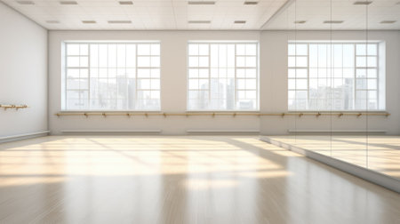 Empty ballet dance room with copy space.の素材