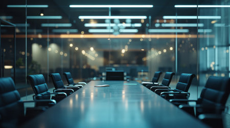 Modern Empty Meeting Room with Big Conference Table. Work Environment.の素材