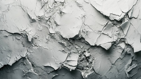 Grey plaster facade house wall with dark cracks.の素材