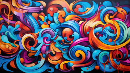 abstract colorful background with swirls and curves. 3d illustrationの素材