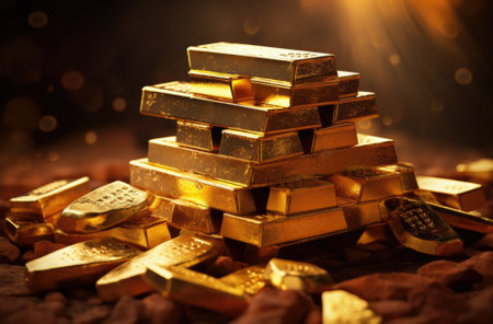 Stack of gold bars. Financial conceptsの素材