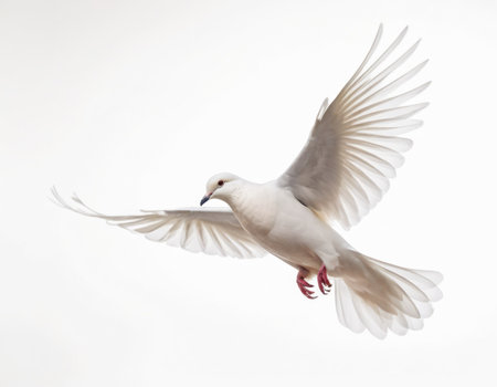 White Dove freedom Wings of Liberty sides are flying isolated on white background.の素材