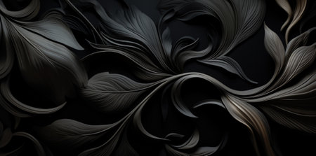 3d render, abstract wavy background, black and gray colorsの素材