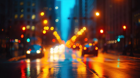 the traffic light trails of city.の素材