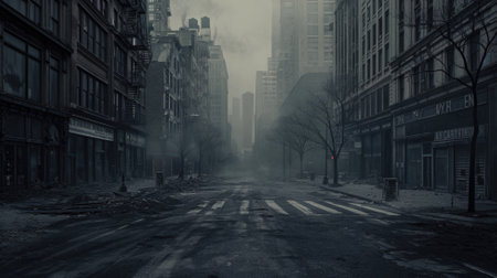 Foggy street in New York City, United States of Americaの素材