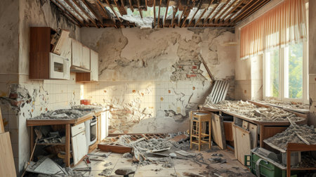Apartment demolition not renovated, room before renovation.の素材