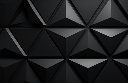 Abstract 3d rendering of black polygonal background. Futuristic polygonal background with triangles.の素材