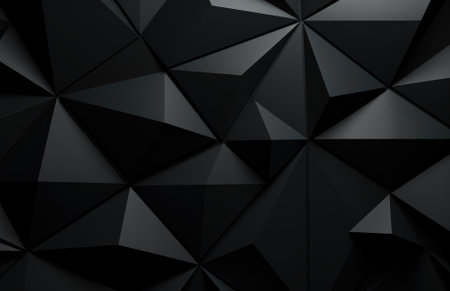Black polygon abstract background, 3d rendering, computer digital illustration.の素材