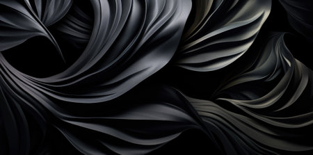 Abstract black wavy background. 3d rendering, 3d illustration.の素材
