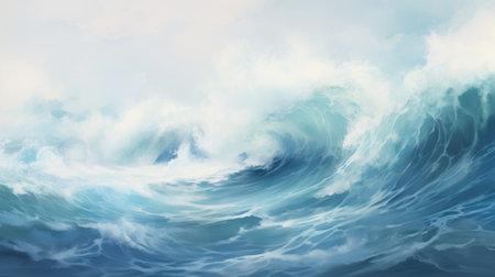 Blue ocean wave background. 3d rendering, 3d illustration.の素材