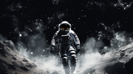 Astronaut in outer space against the backdrop of the planet earth.の素材