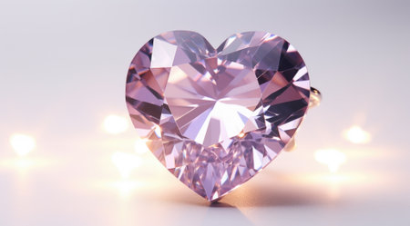 Brilliant diamond in heart shape on white background. 3d renderingの素材