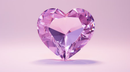 Purple diamond heart on pink background. 3d render. Valentine's day conceptの素材