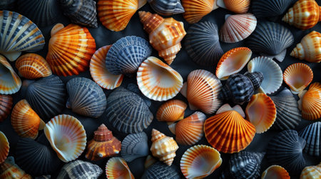 Sea shells background. Seashells background.の素材