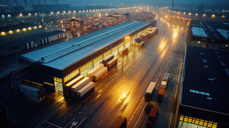 Reefer container depot as losgistics and shipping concept.の素材