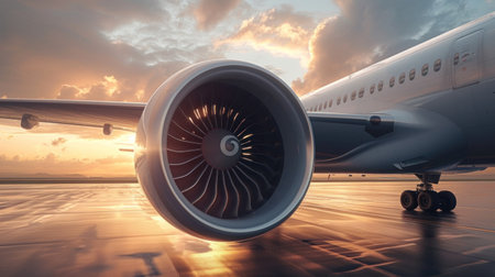 A turbofan engine of a passenger aircraft.の素材