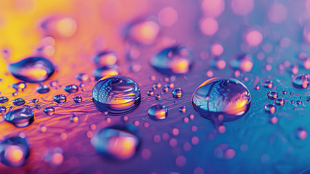 Color waterdrops on a surface colorful background.の素材