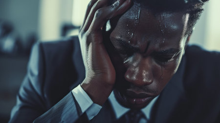 Depressed Business man having an headache.の素材