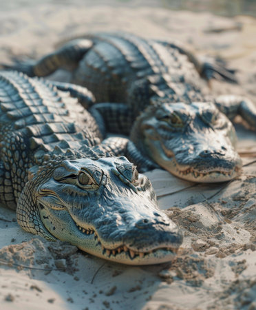 Crocodile on the beach in Thailand. Vintage style.の素材