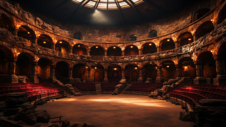 Interior of the ancient Roman Theatre in Tivoli, Italyの素材