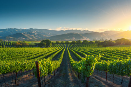 Vineyards in Tuscany, Italy. Landscape at sunsetの素材
