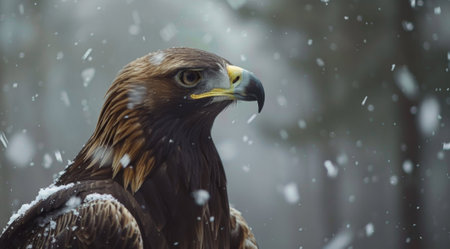 Golden Eagle (Aquila chrysaetos) in the snowの素材