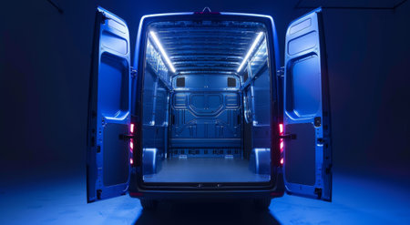 Futuristic server room with servers in deep space. 3D renderingの素材