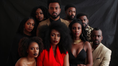 Group of african american women and men. Studio shot.の素材