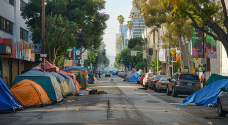 Camping on the streets of San Diego.の素材
