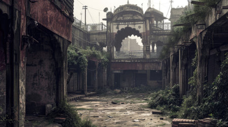 Abandoned building in Agra, Uttar Pradesh, India.の素材