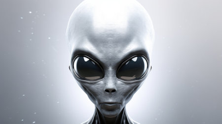 alien with big eyes on white background. 3d illustration. 3d rendering.の素材