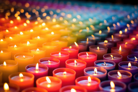 Colorful candles with shallow depth of field, shallow DOF.の素材