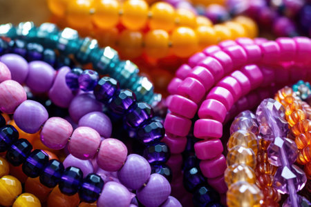 colorful beads for sale at a market in the city of Bangkok in Thailand in Southeastasia.の素材